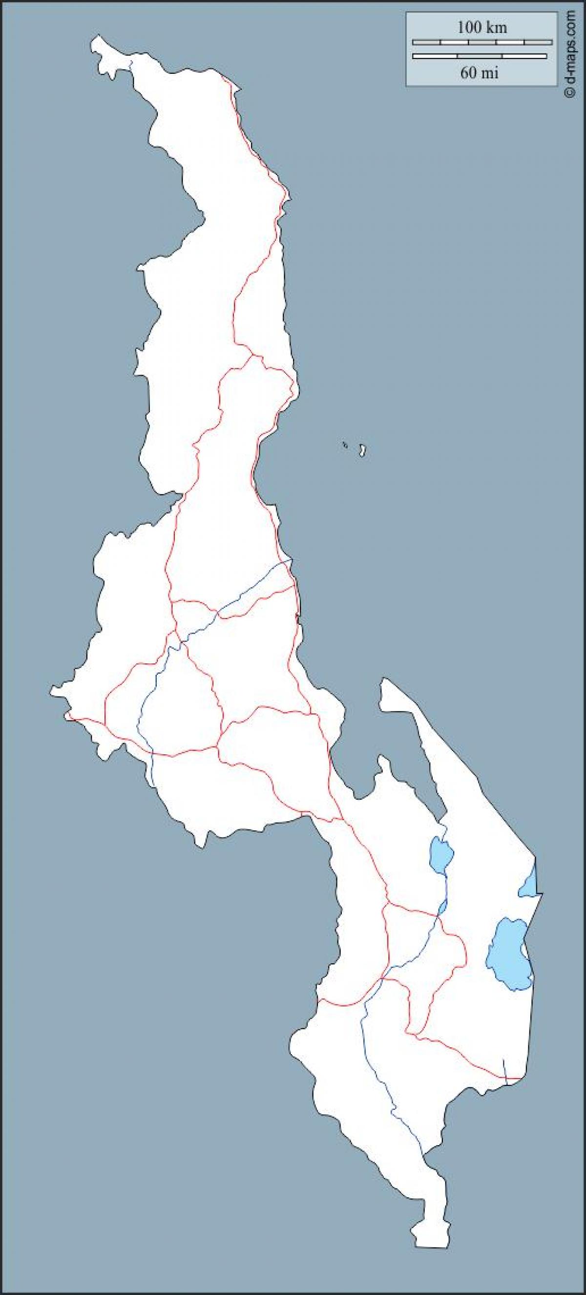 χάρτης του Μαλάουι χάρτη περίγραμμα