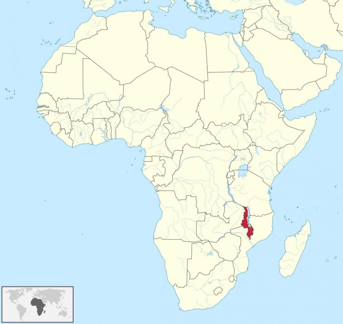 χάρτης της αφρικής δείχνει Μαλάουι