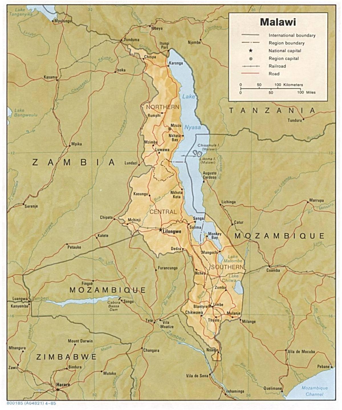 λίμνη Μαλάουι στο χάρτη